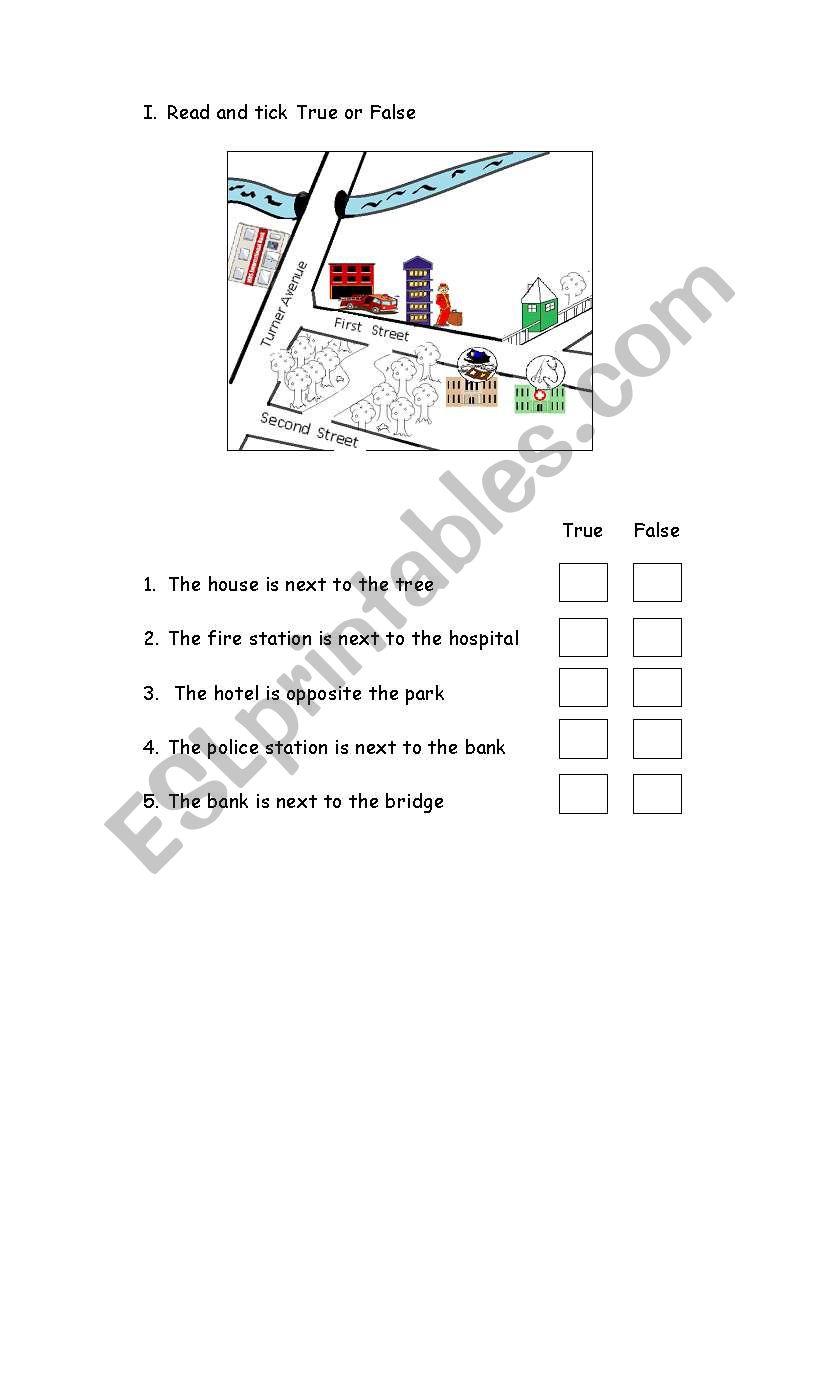 Places and directions worksheet