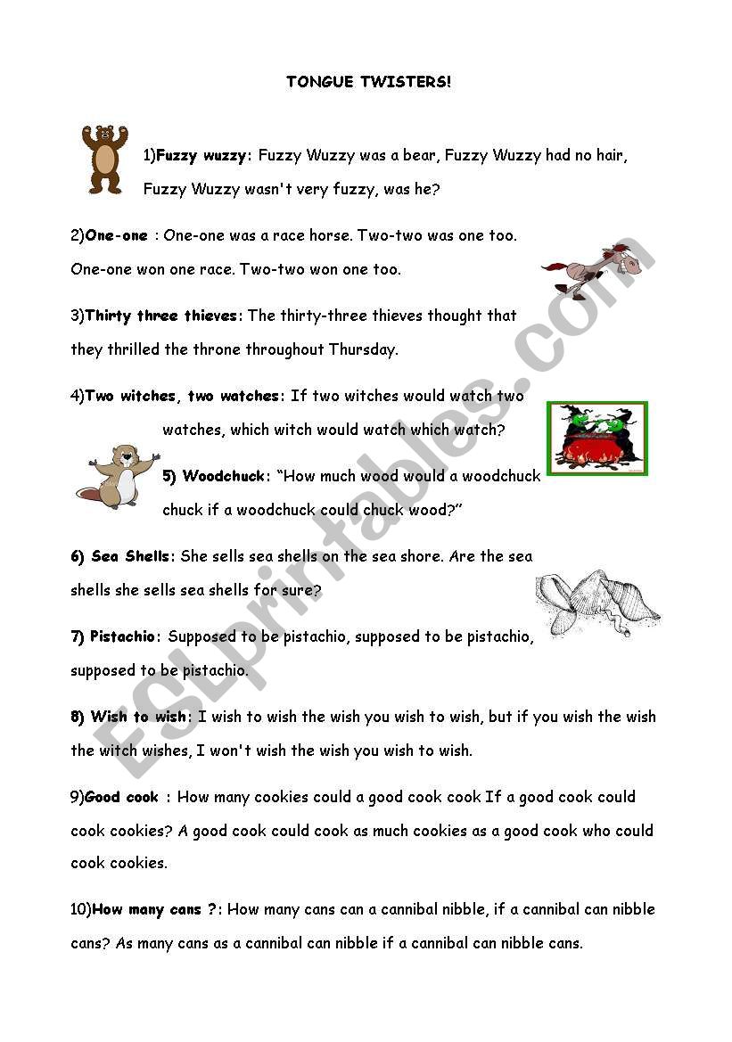 Tongue Twisters worksheet