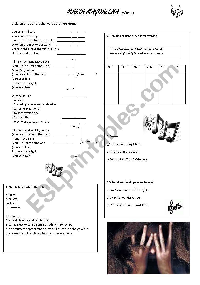 Maria Magdalena worksheet