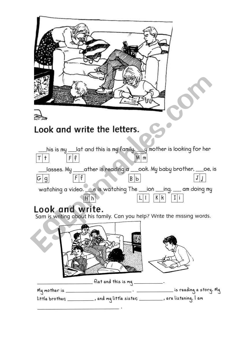 Composition about Family worksheet