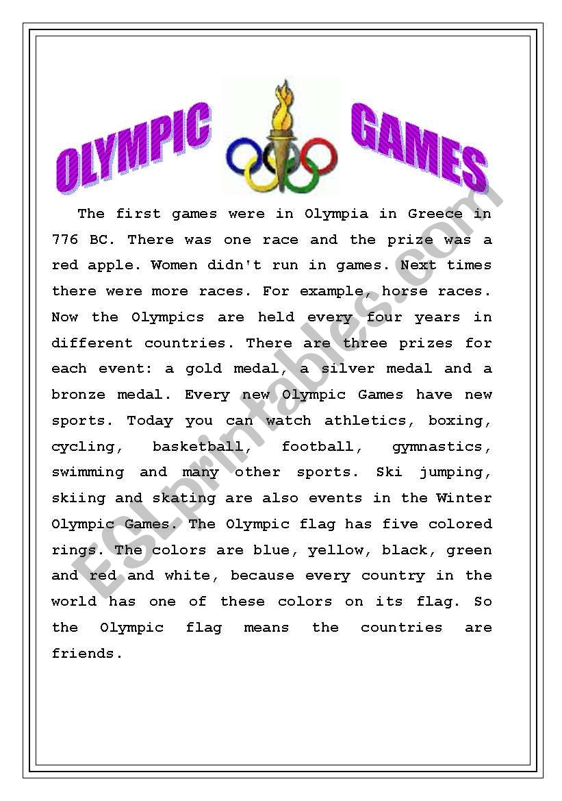 OLYMPIC GAMES worksheet
