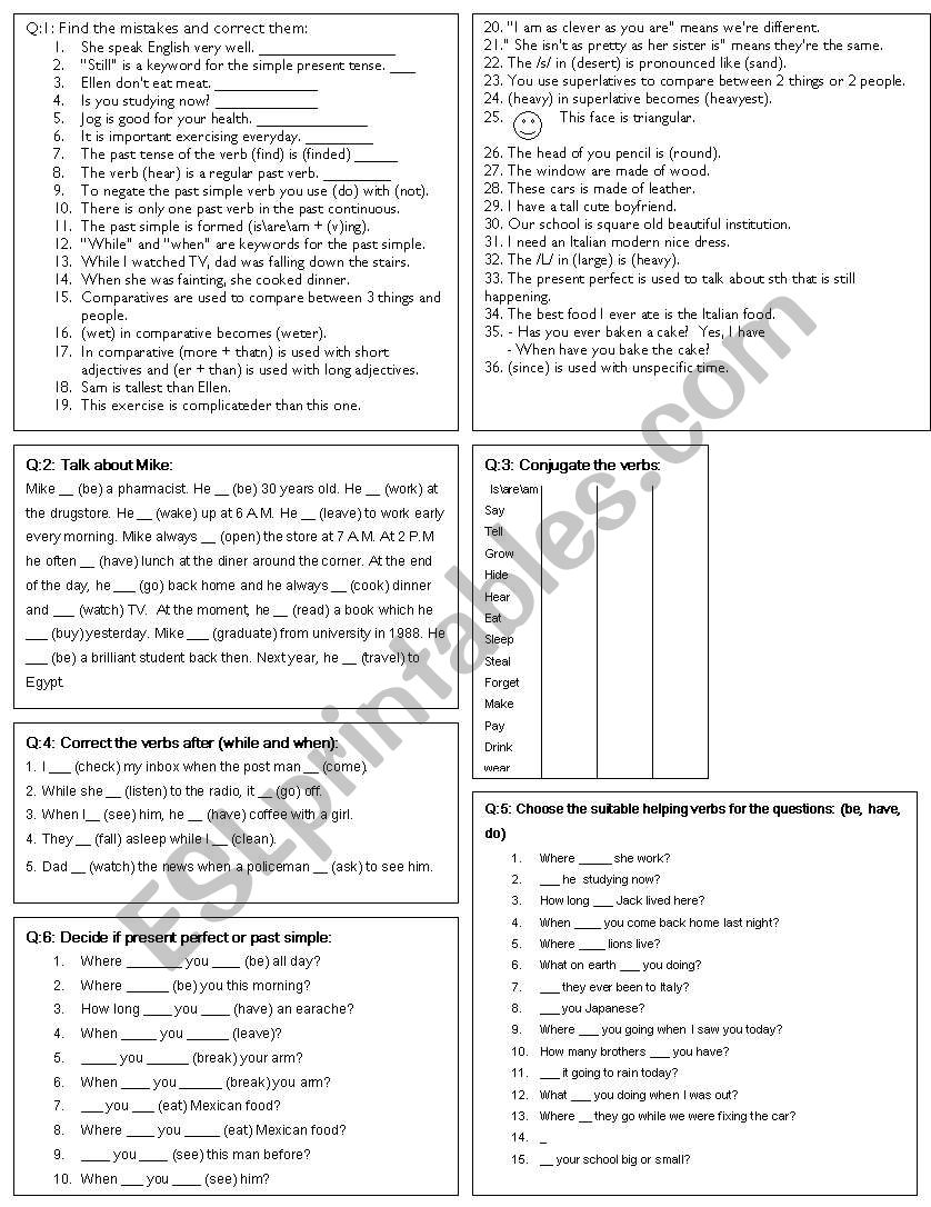 Revision Paper 8th Grade worksheet