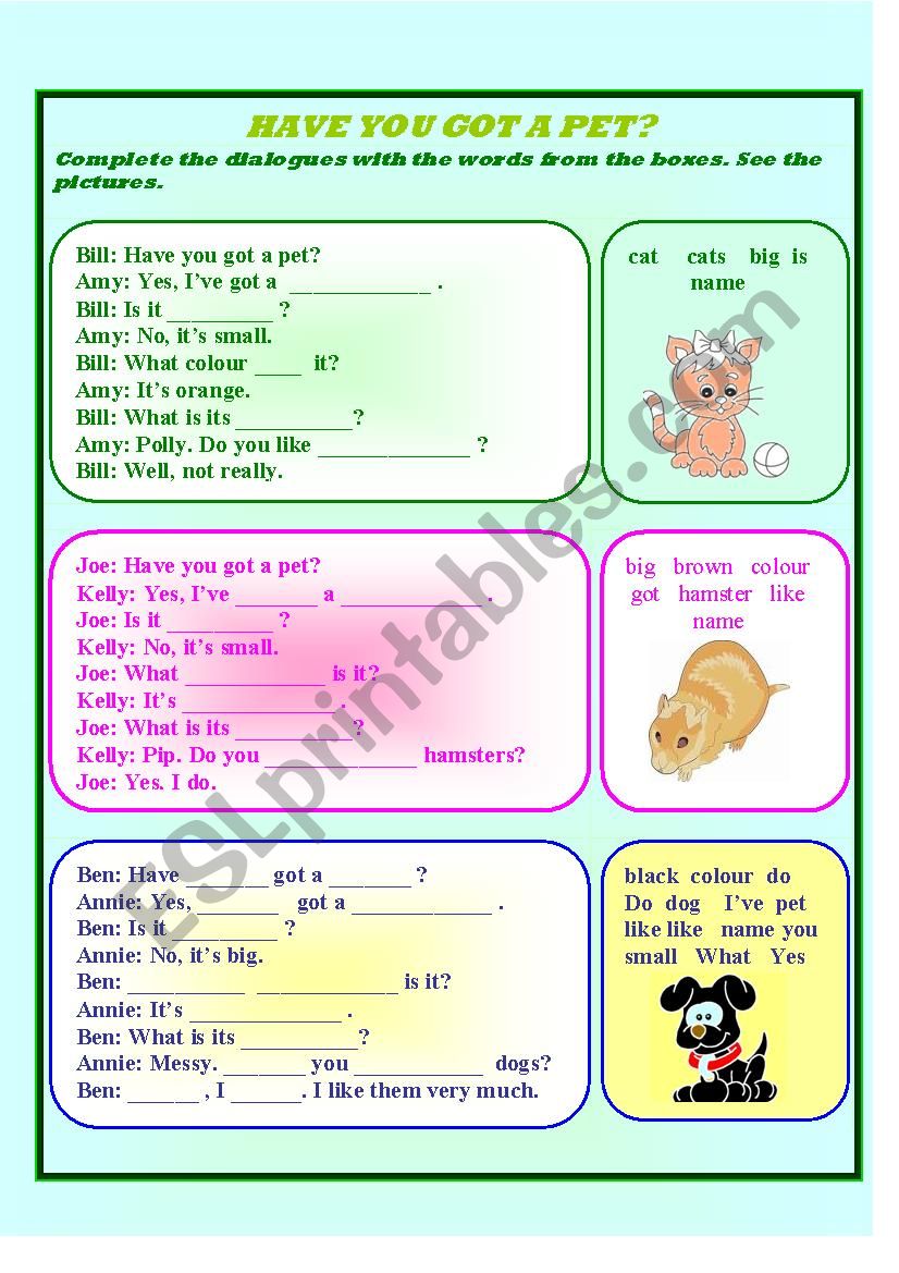 Have you got a pet? worksheet