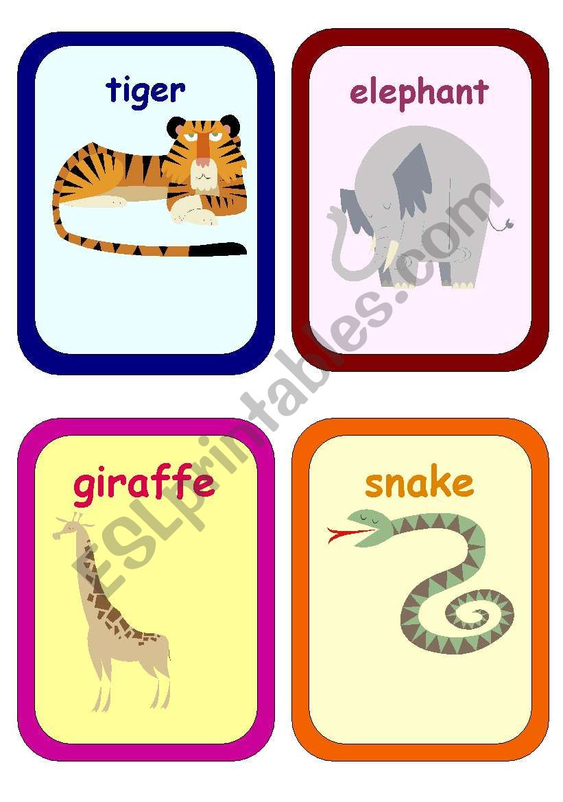wild animals flashcards worksheet