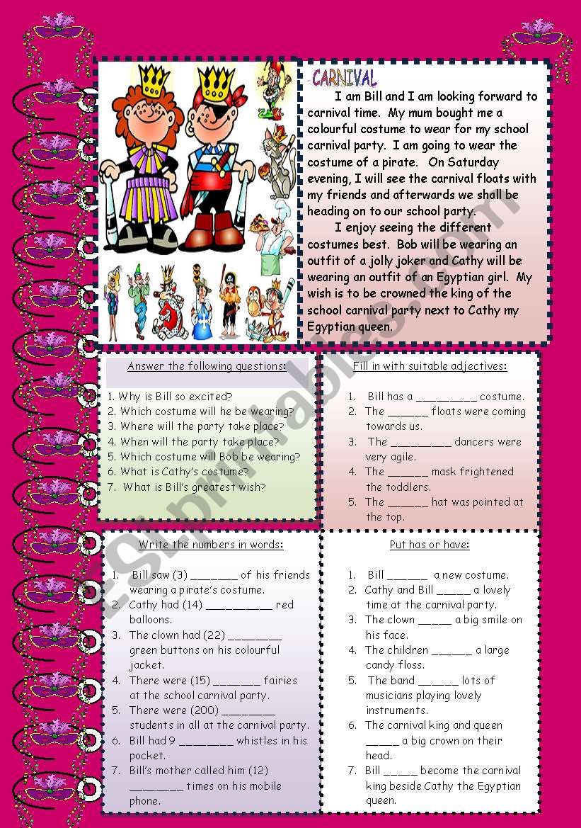 Carnival worksheet