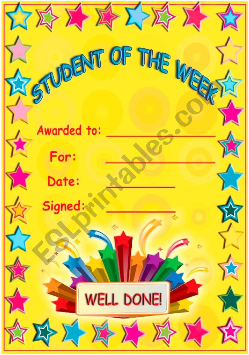 Student of the week! worksheet