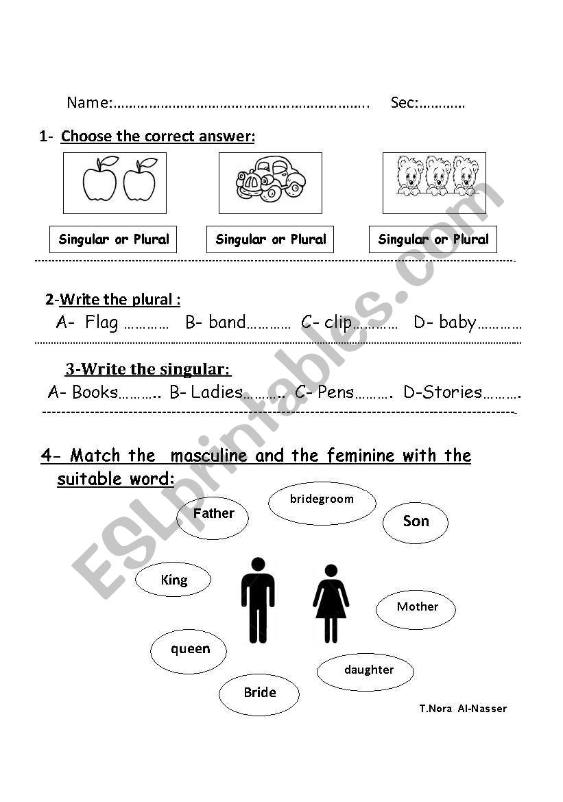 singular and plural masculine and feminine