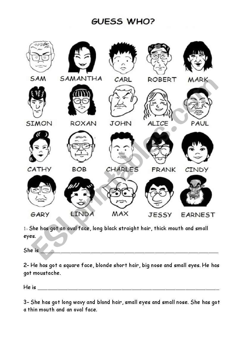 Guess who? worksheet