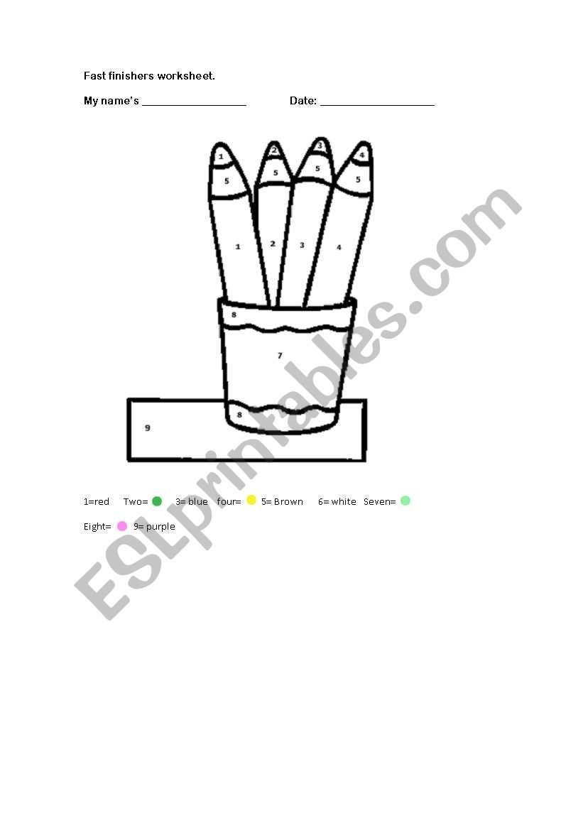 Revise colours and numbers 1-10