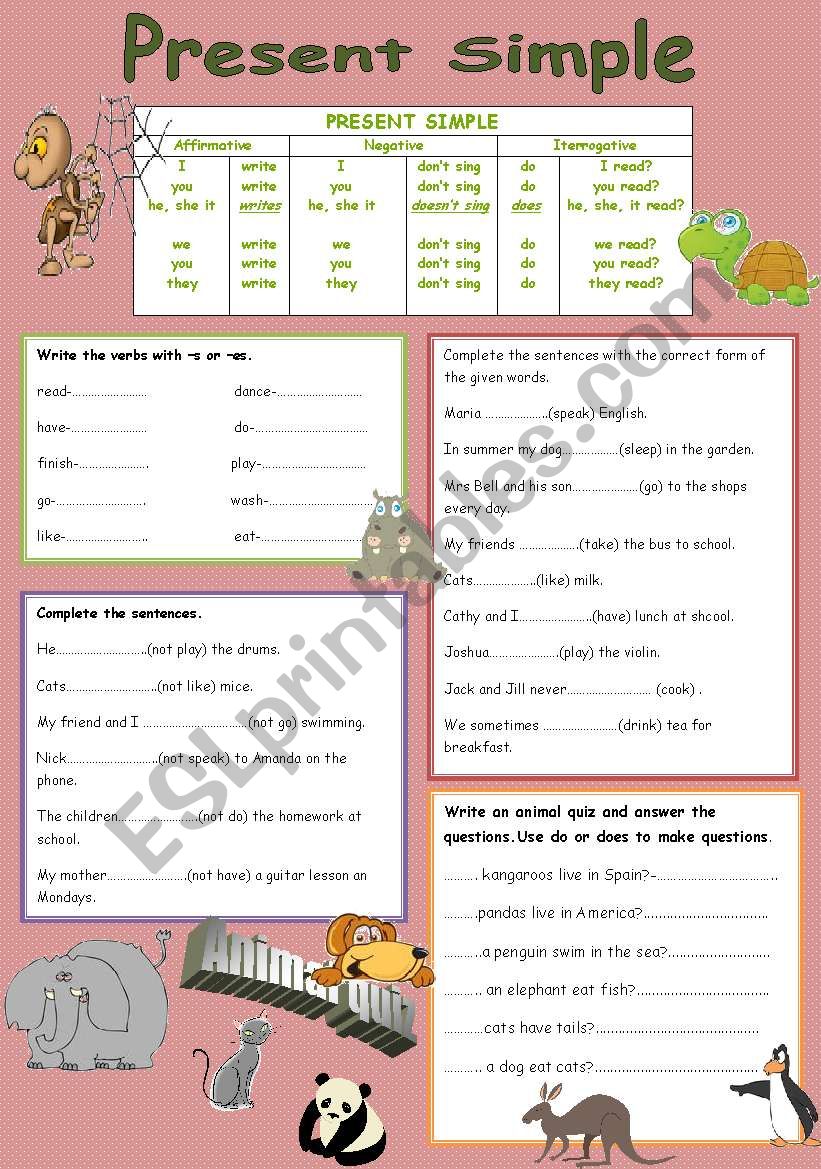 Present simple worksheet