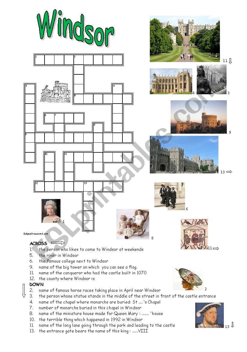 windsor crossword worksheet