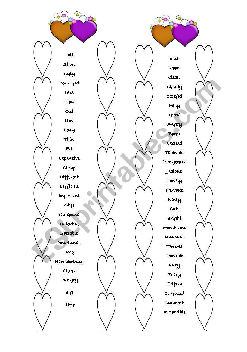 adjectives bookmark worksheet