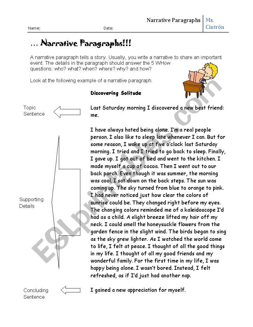 Narrative Paragraph worksheet