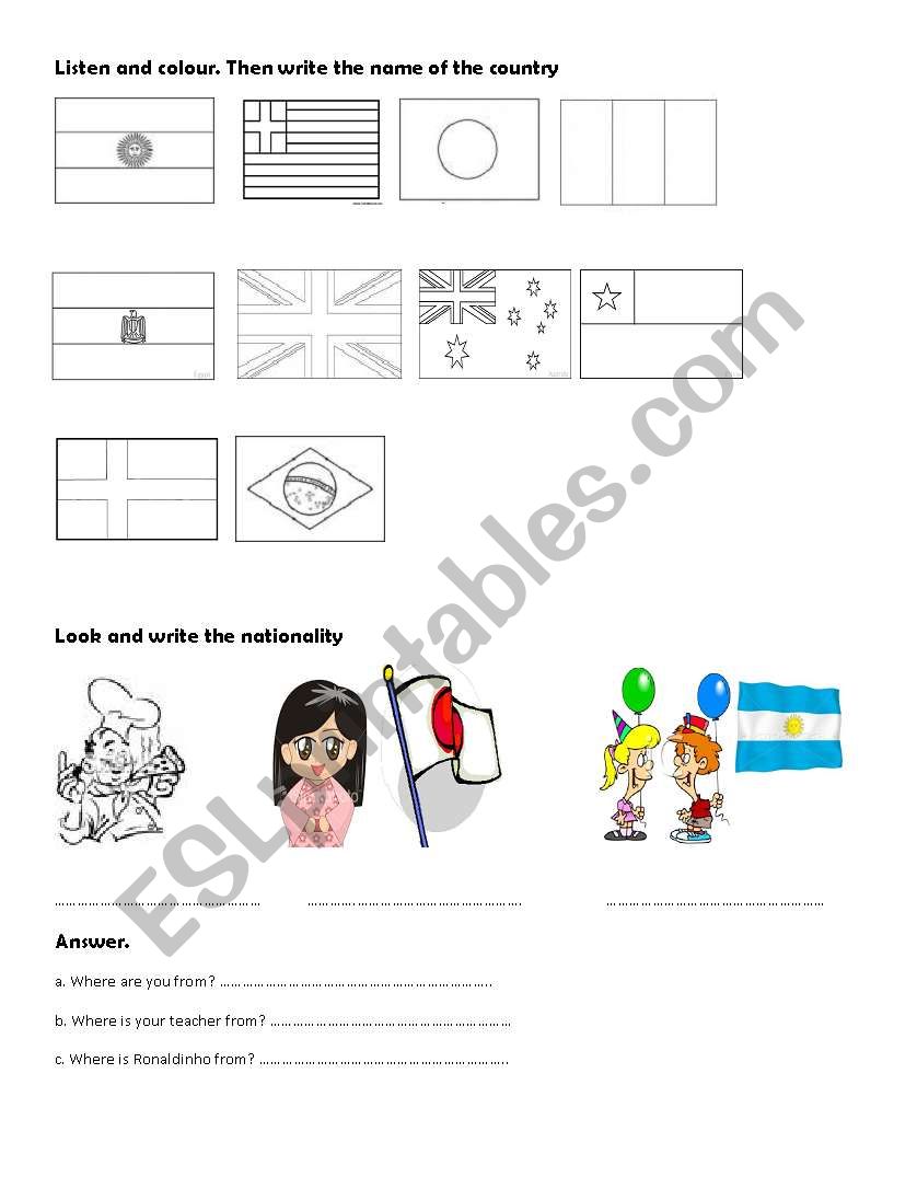 Countries and Nationalities worksheet