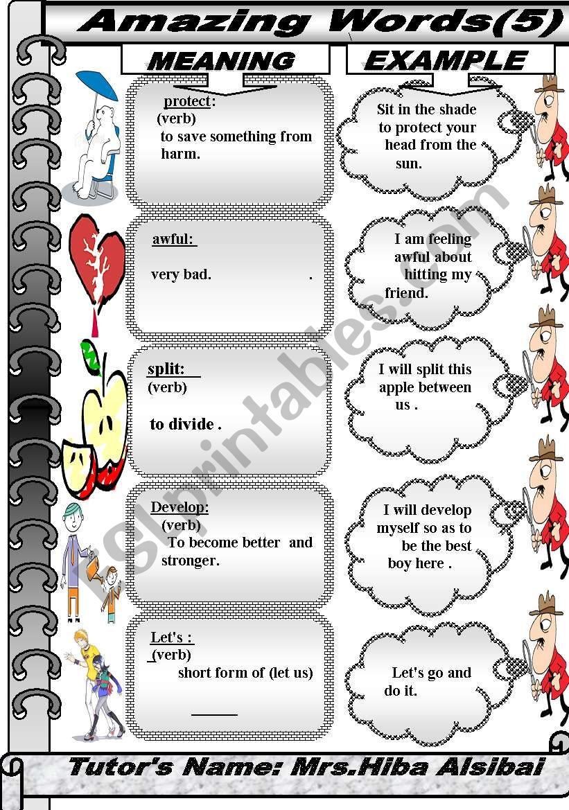 amazing words worksheet