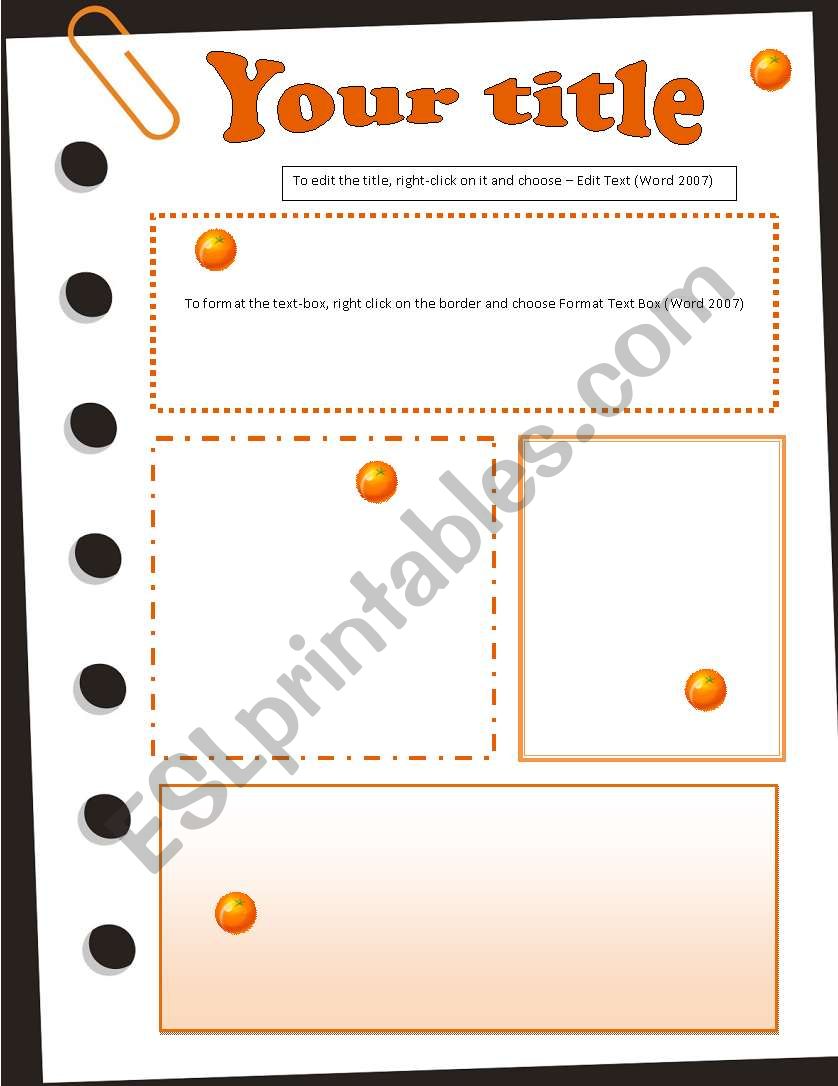 Template Oranges worksheet