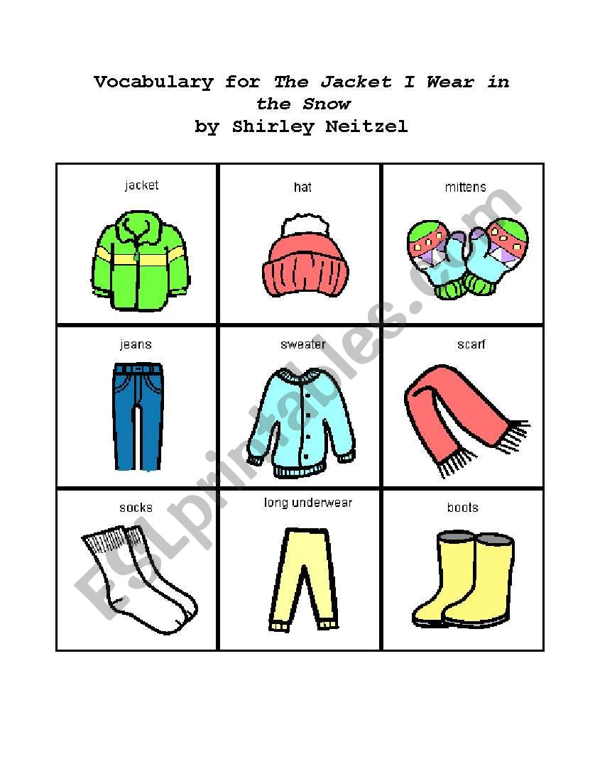 the jacket I wear in the snow worksheet