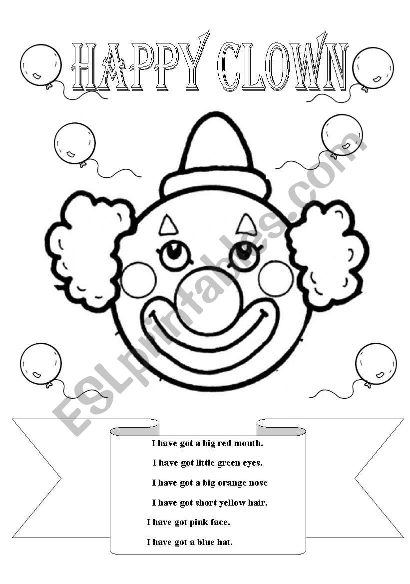 Happy clown worksheet