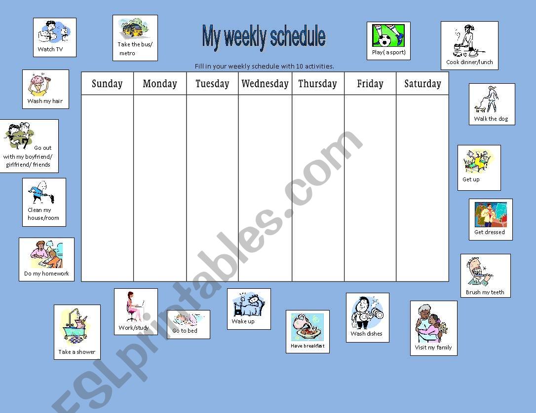 My weekly schedule - simple present