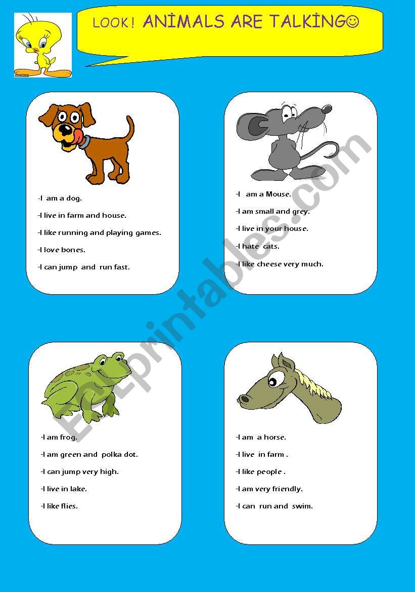 animals are talking worksheet