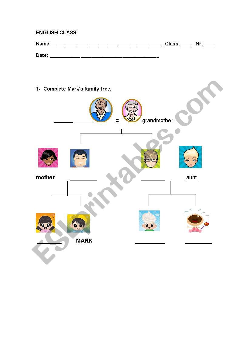 Family tree worksheet