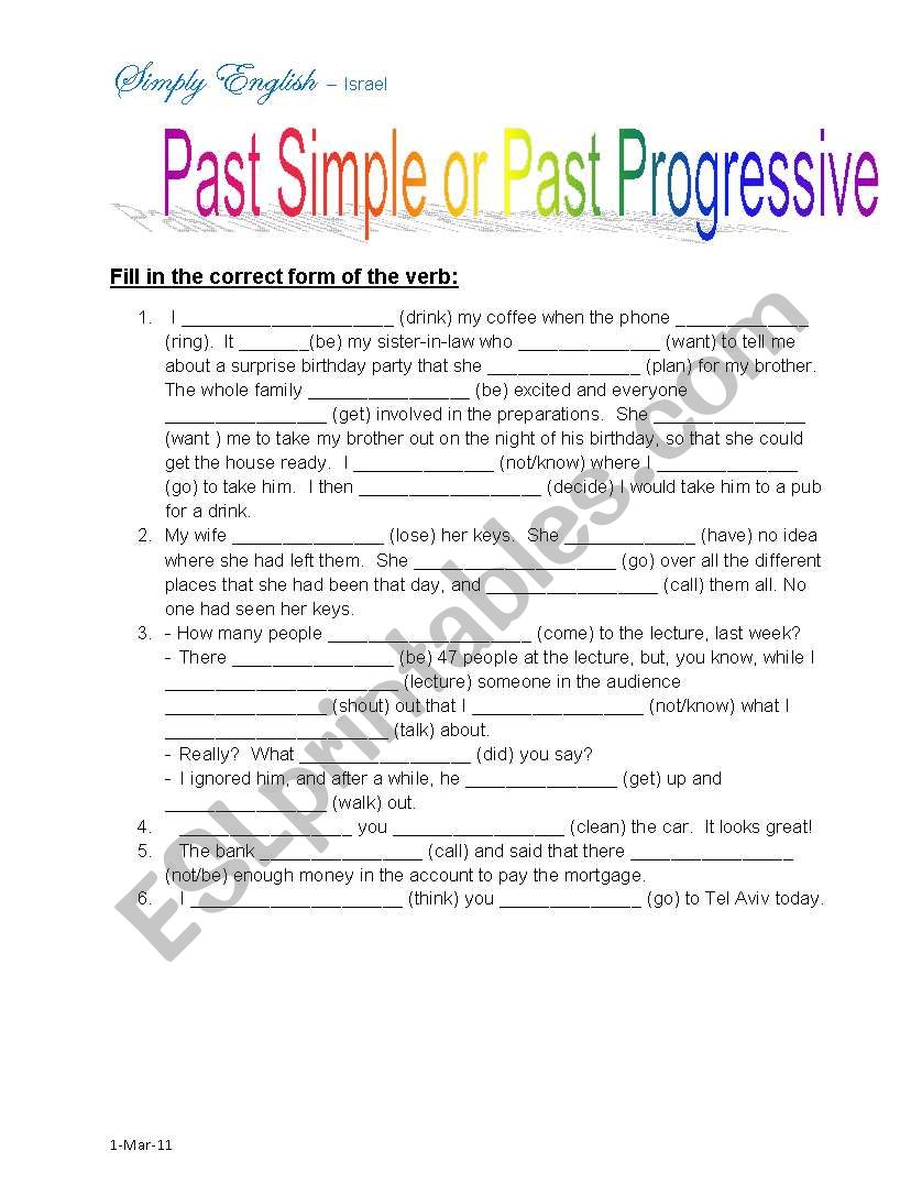 Past Simple or Past Progressive