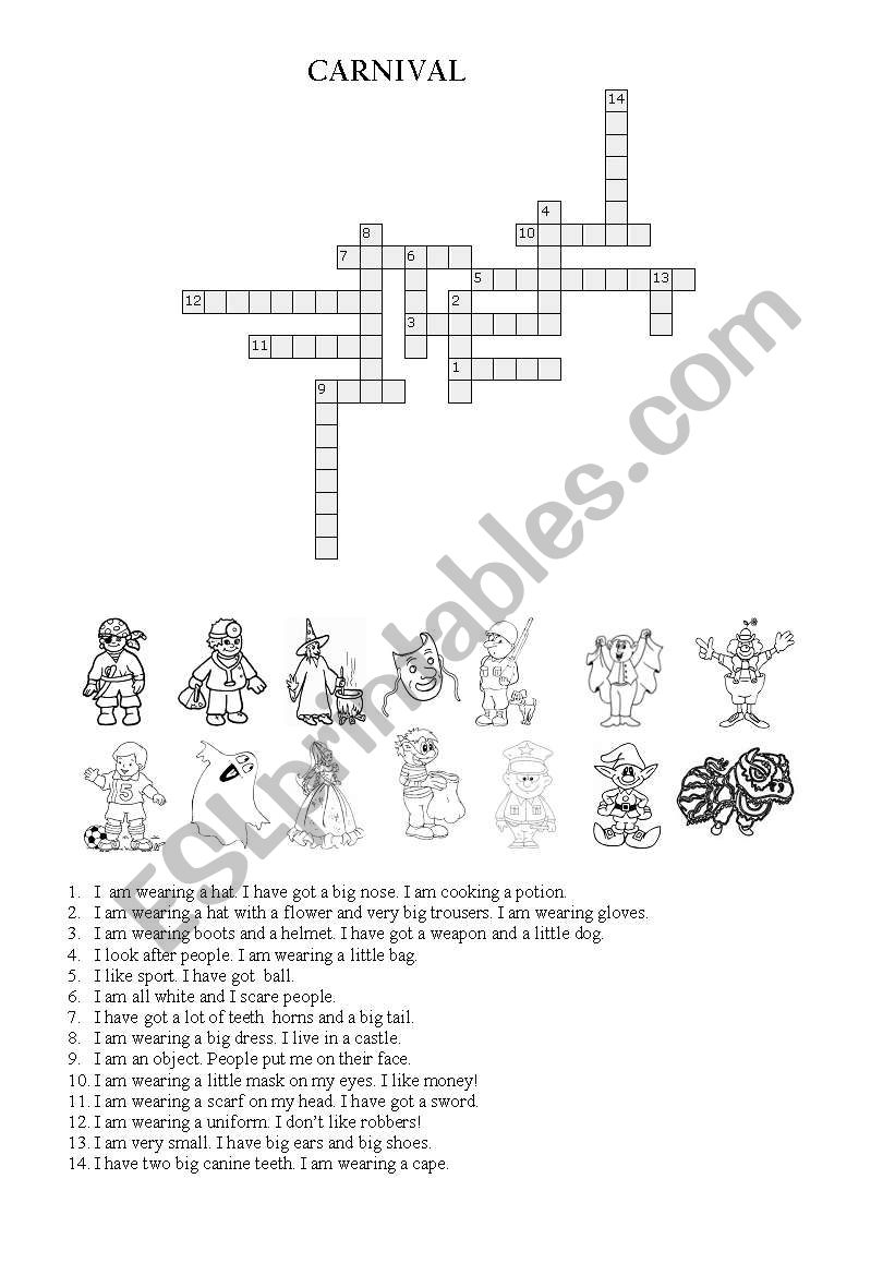carnival crossword worksheet