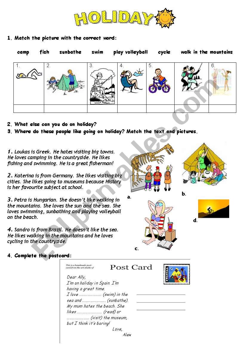 holiday worksheet