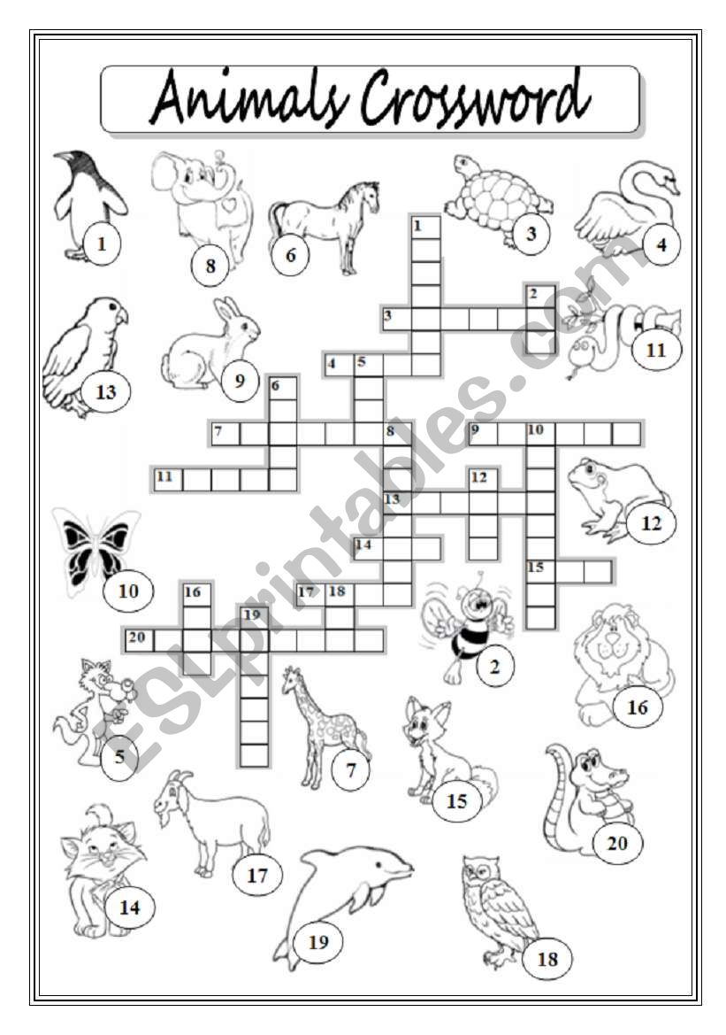 Animals Crossword Puzzle worksheet