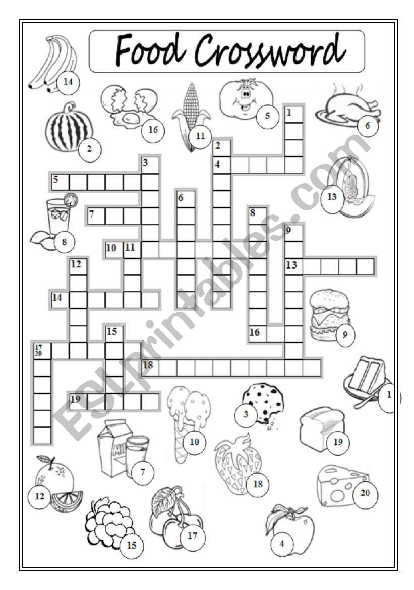 Food Crossword Puzzle  worksheet