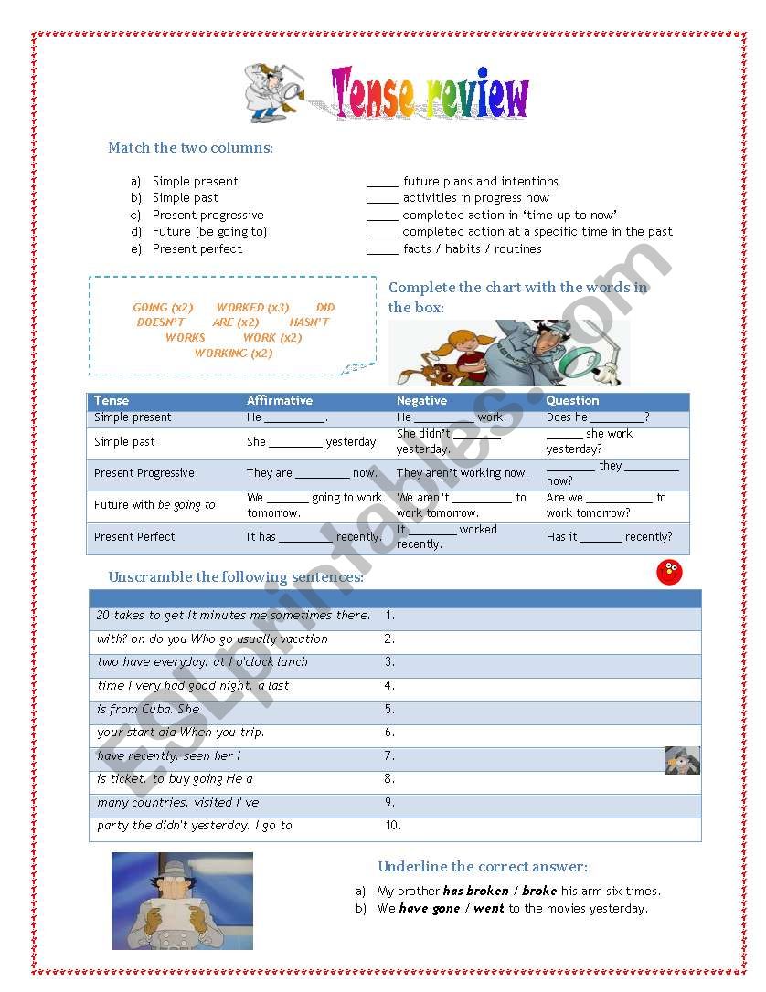 Tense review worksheet