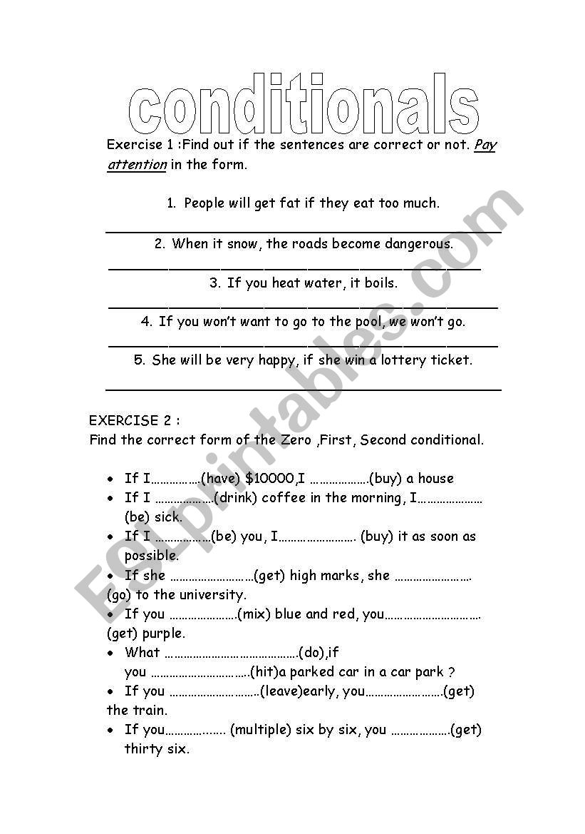 conditionals worksheet