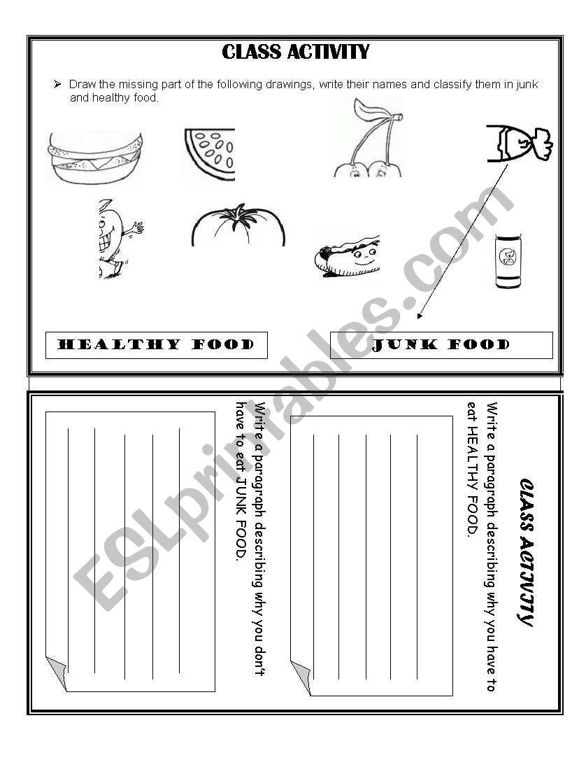 HEALTHY AND JUNK FOOD worksheet