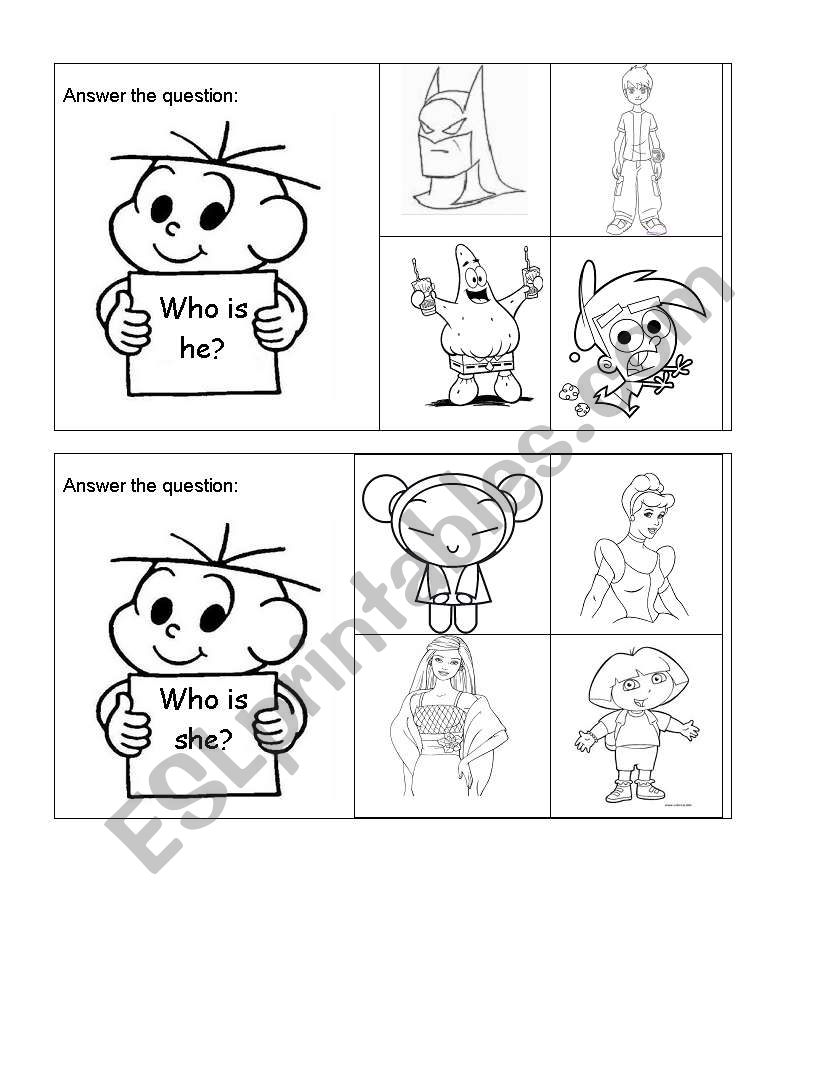 who is she/he worksheet