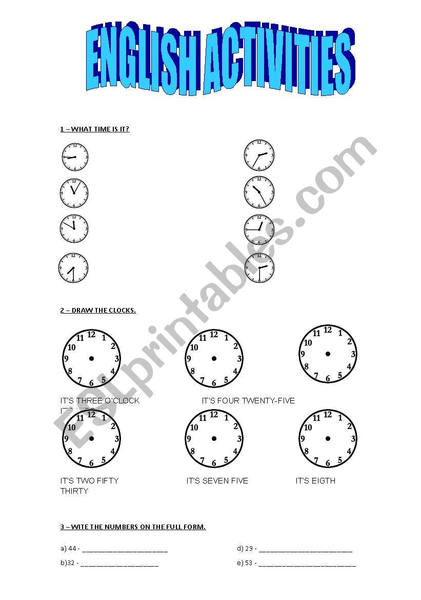 WHAT TIME IS IT? worksheet