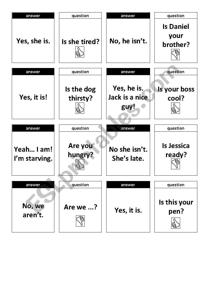 Memory Game - Yes/No Questions - Editable BW