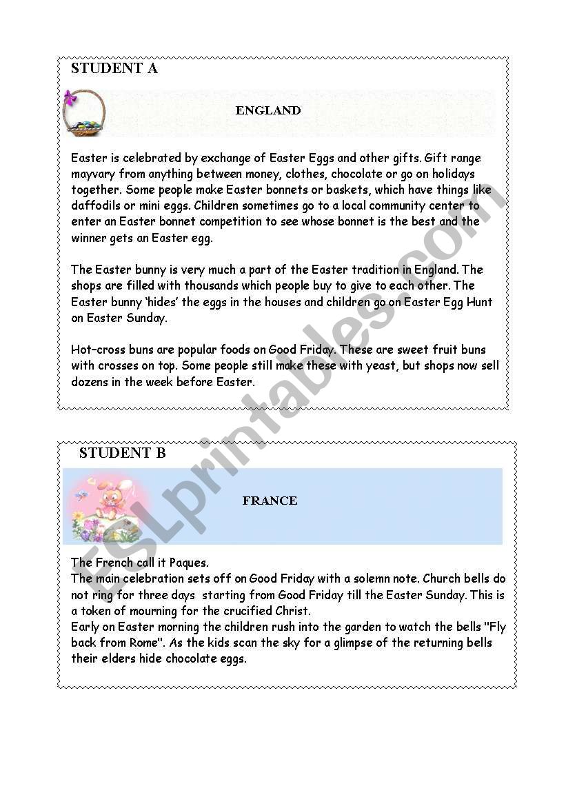 Easter in Europe worksheet