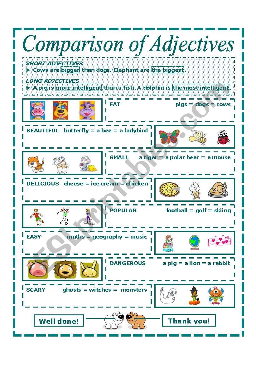 COMPARISON OF ADJECTIVES worksheet