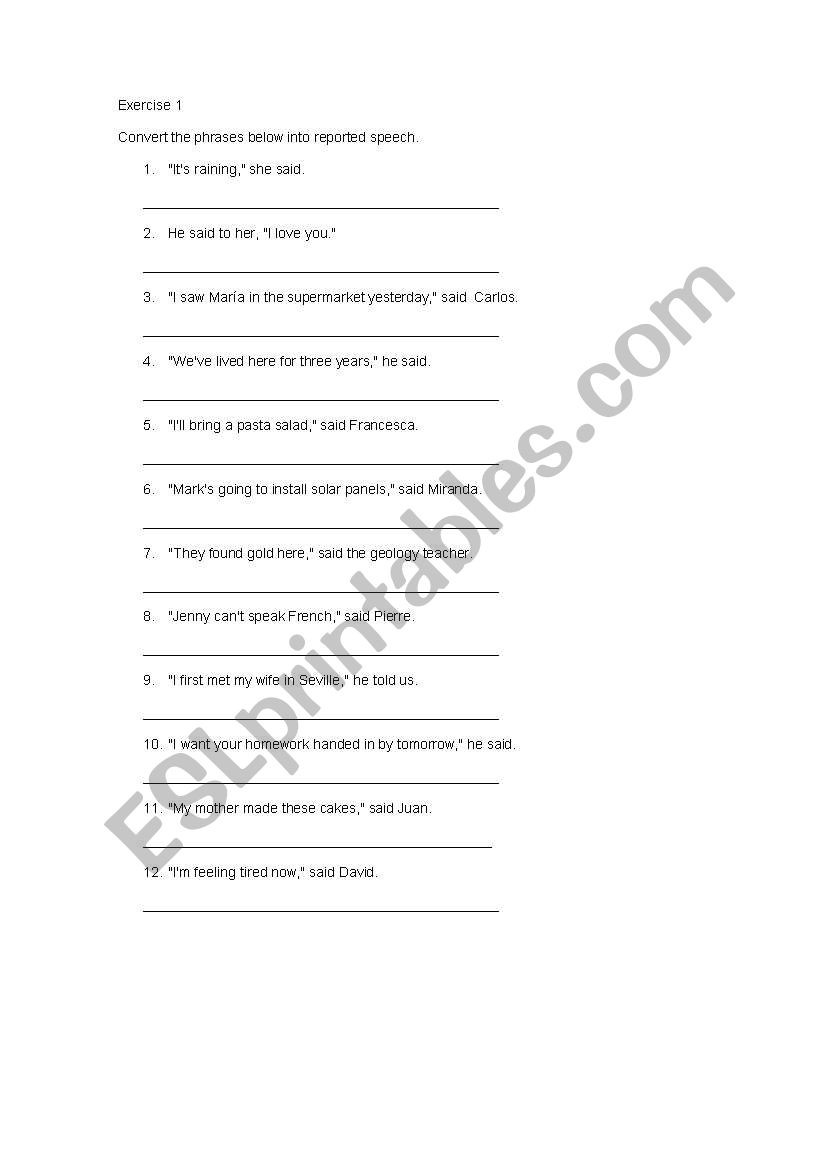 reported speech transformation