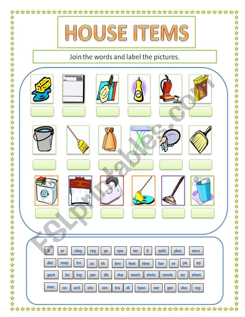 House items worksheet