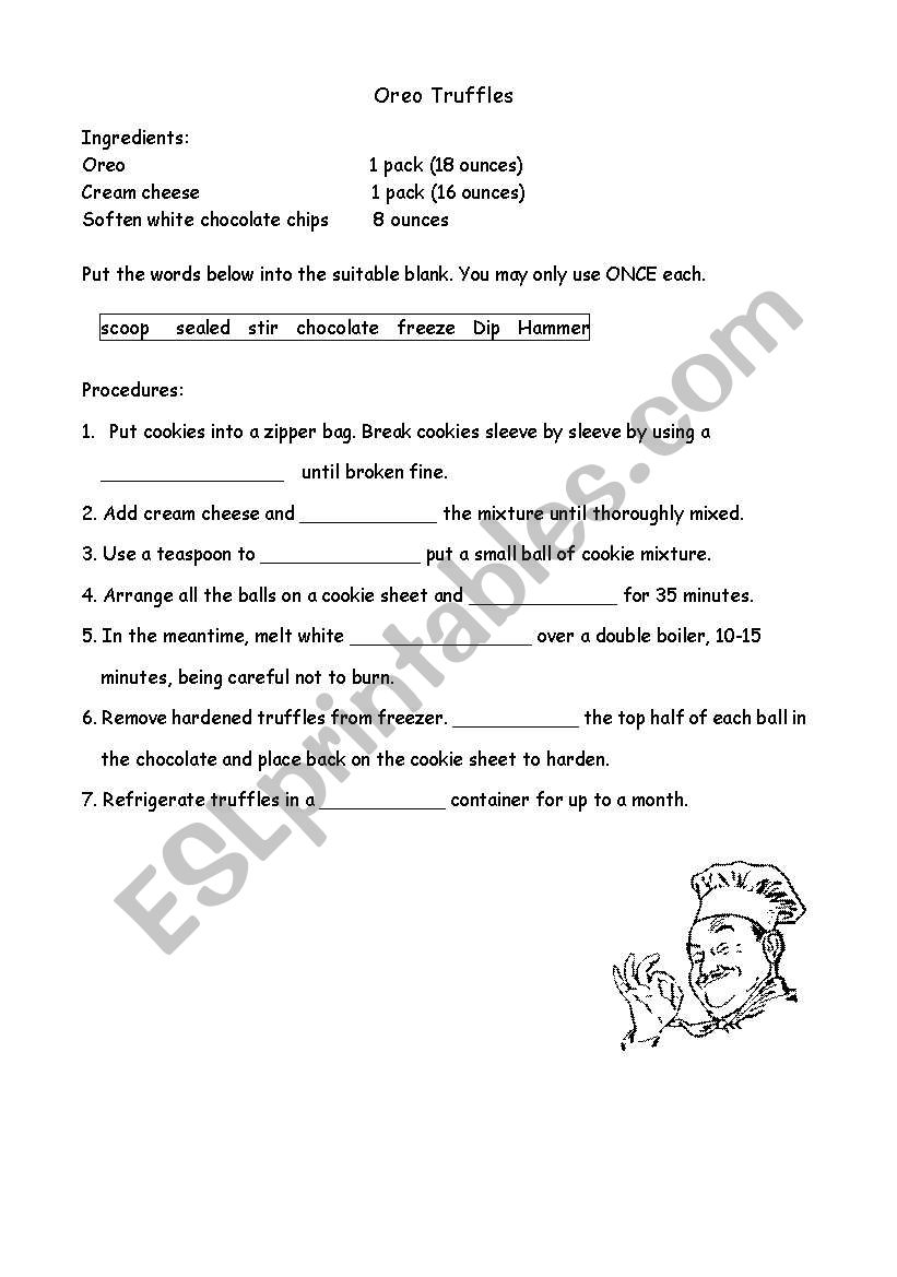 recipe oreo truffles worksheet