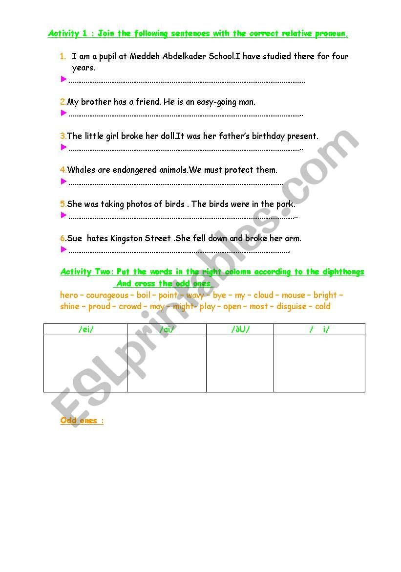 Chek up worksheet