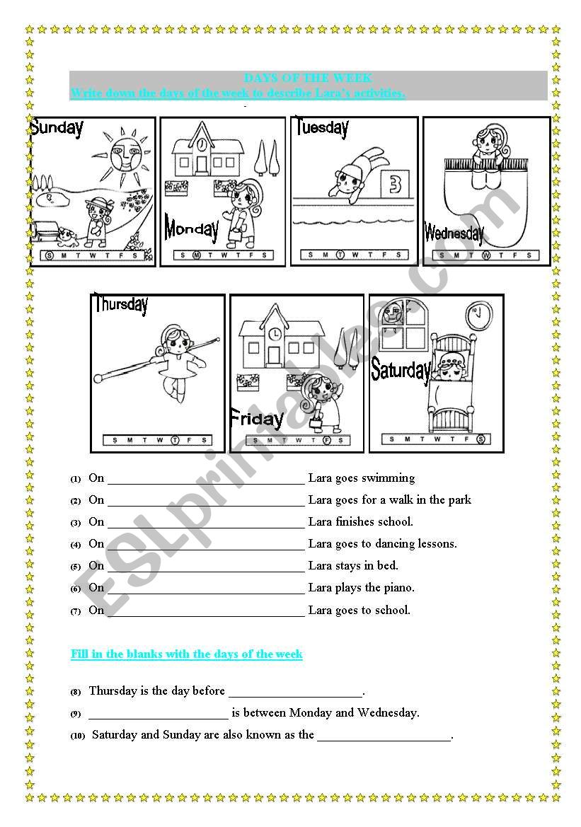 Days of the Week worksheet