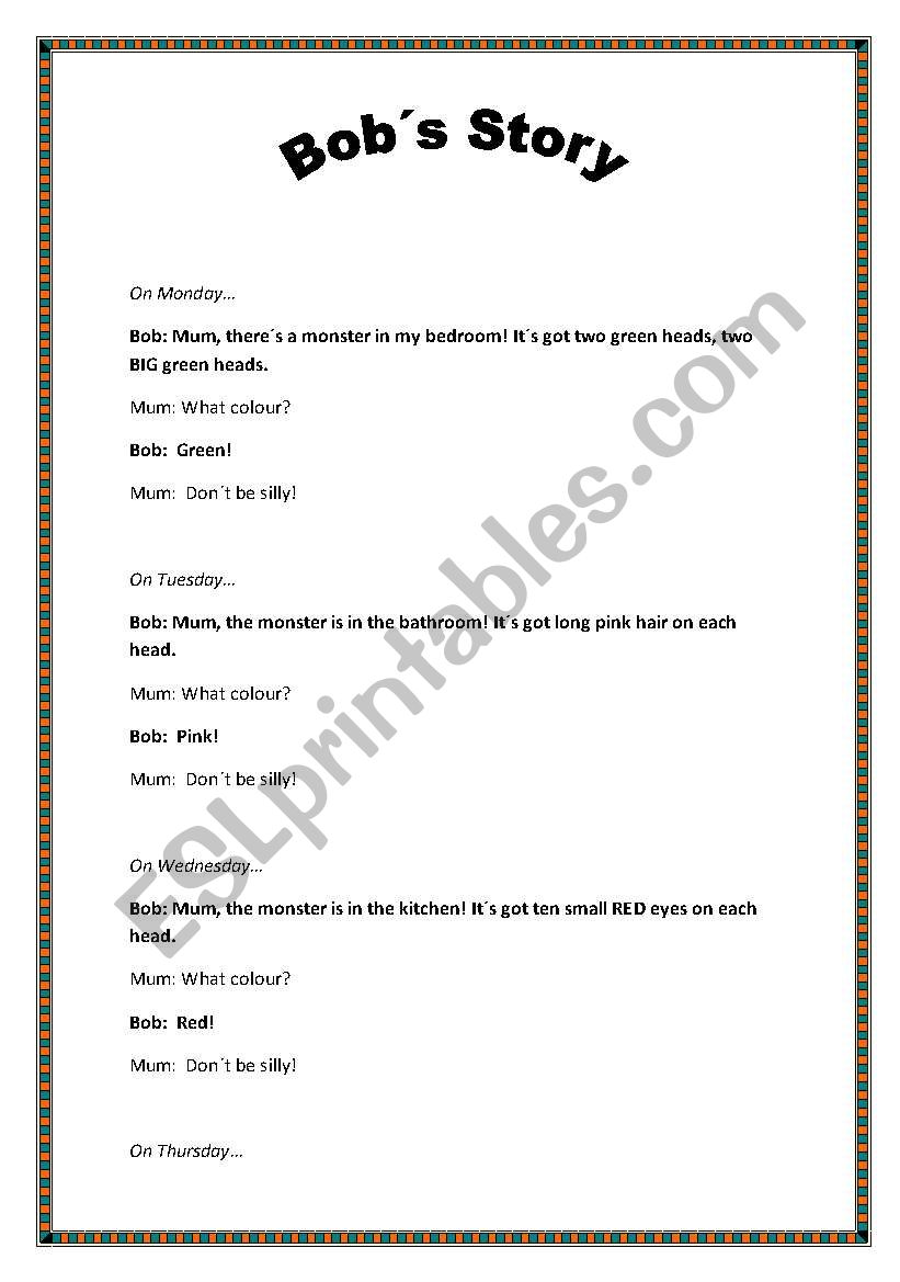 BOBS STORY. worksheet