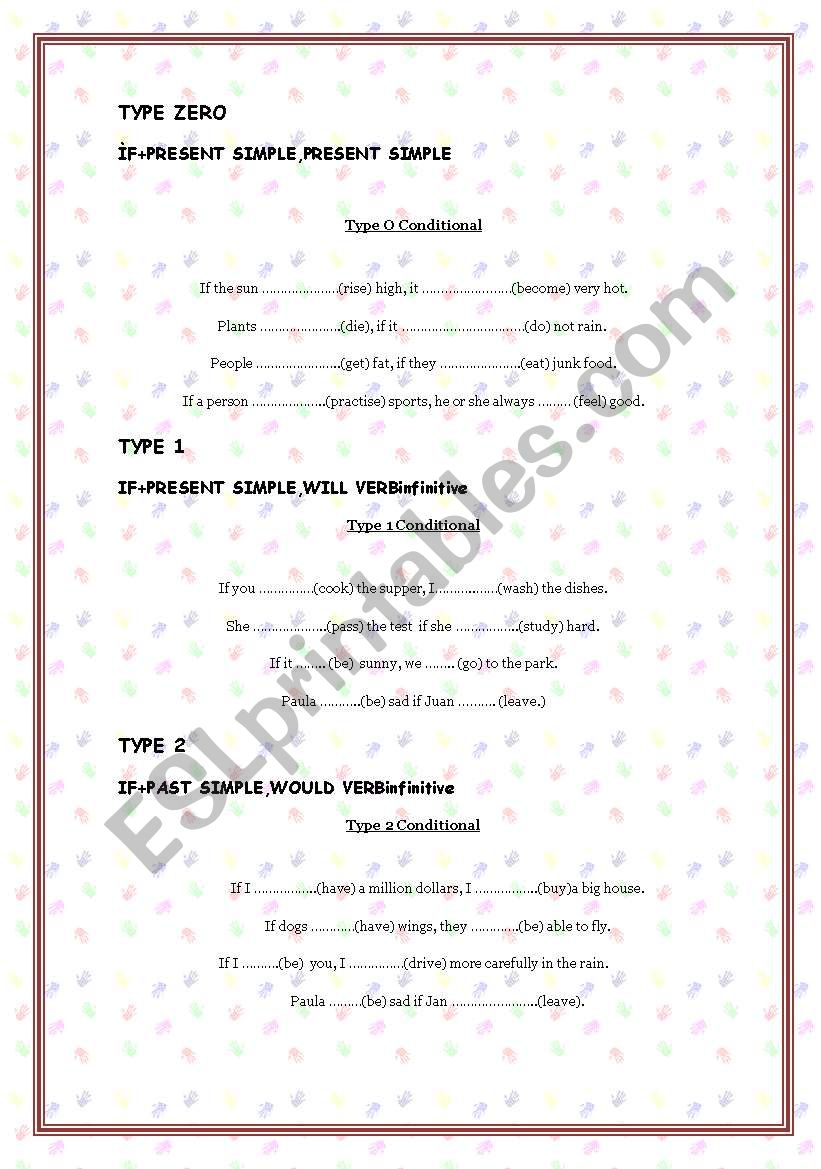 CONDITIONALS 0-1-2 worksheet