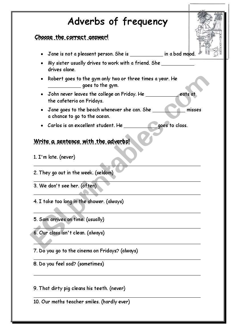 ADBERBS OF FREQUENCY worksheet