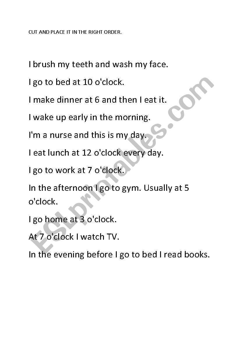My day  worksheet