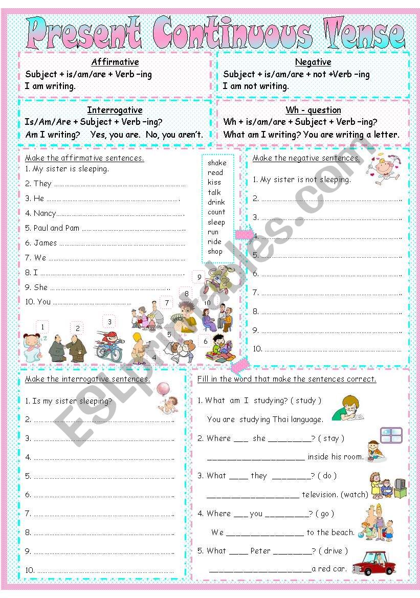 Present Continuous Tense worksheet