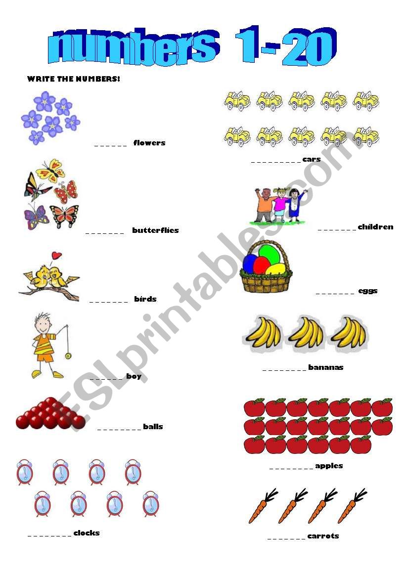 numbers worksheet