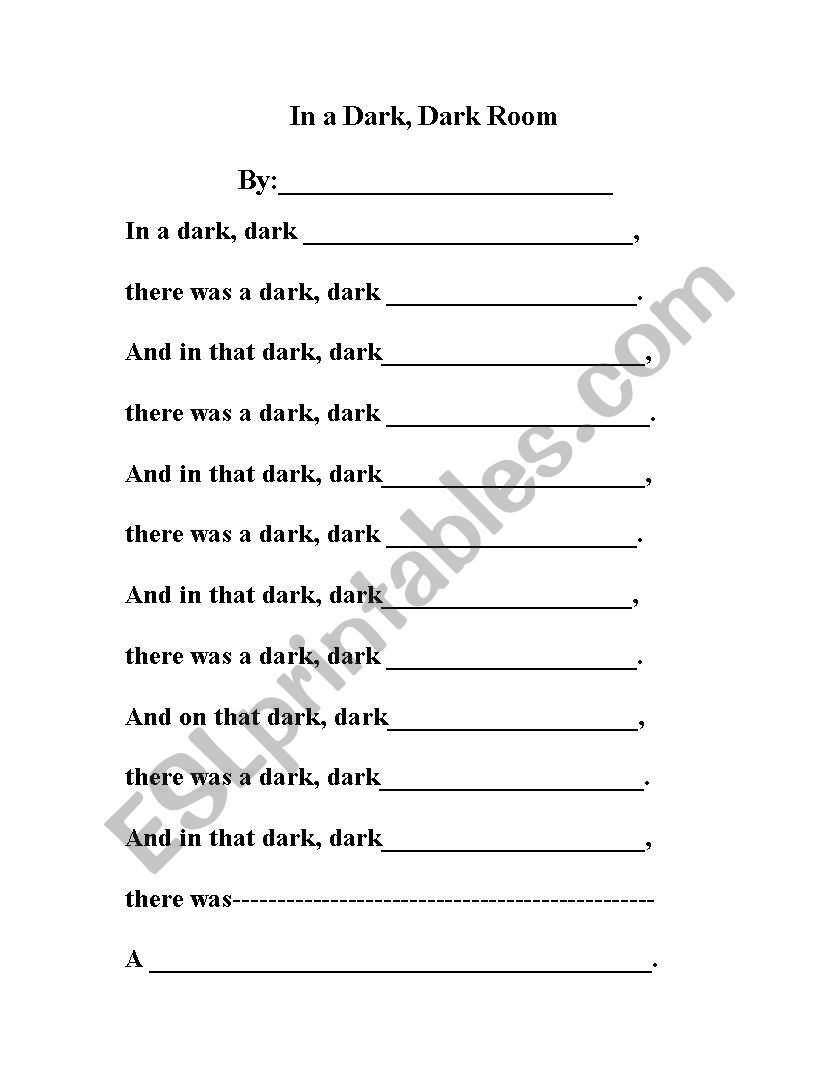 English Worksheets In A Dark Dark Room